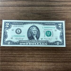 FANCY SERIAL NUMBER Uncirculated $2 Bill (4 Of A Kind & 1 Triple) L 28880444 B